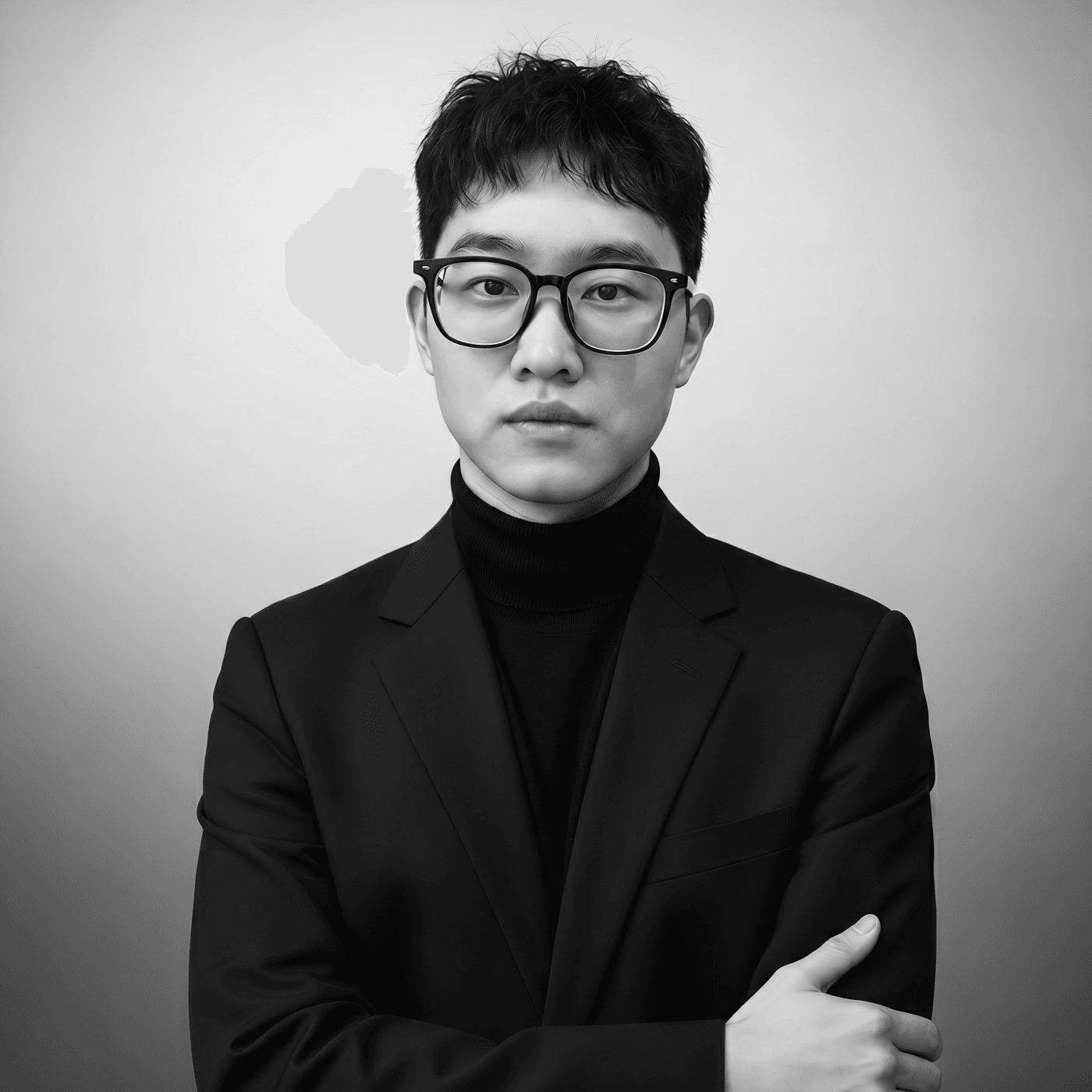 Black and white portrait of the designer